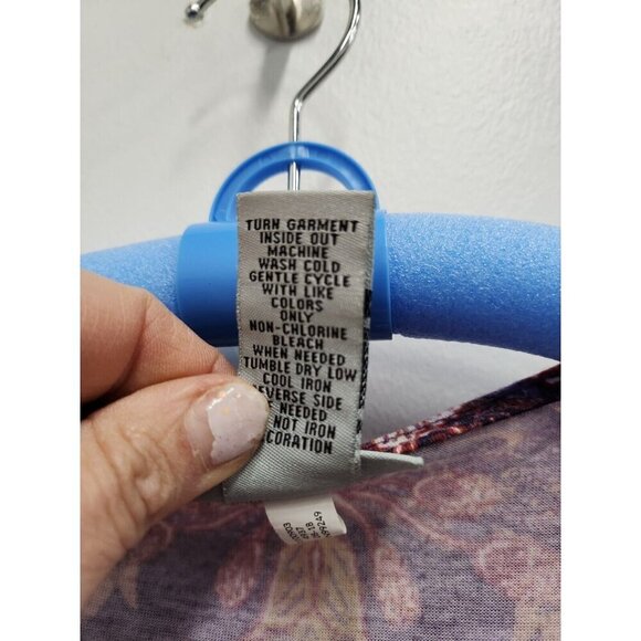 Catherines Womens Tank Top Size 0X Purple Floral Lace Neck Rhinestones Tunic - Picture 5 of 7